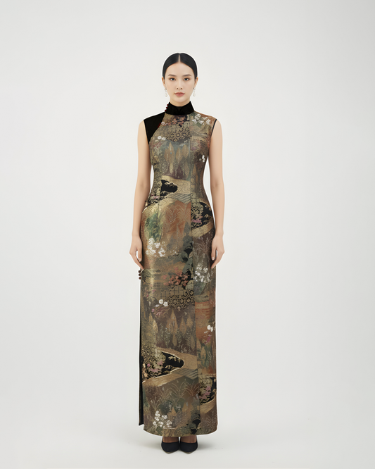 Gilded Night Nishijin Brocade Qipao (Exclusive Piece) 鎏金夜·西陣織旗袍(孤品)