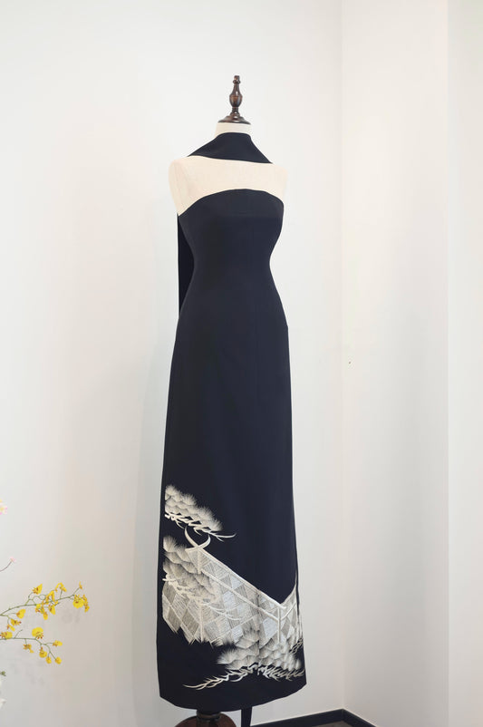 Silver Pines Pure Silk Gown (Exclusive Piece) 銀針松柏正絹長裙（孤品）