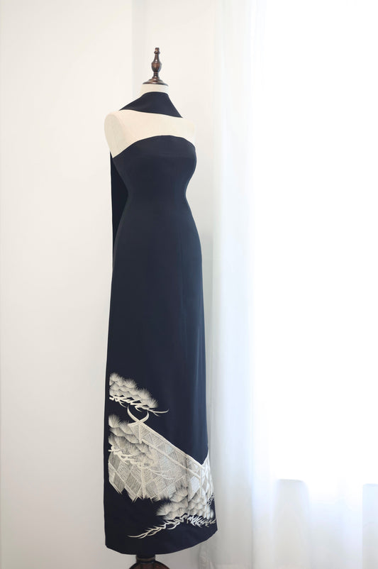 Silver Pines Pure Silk Gown (Exclusive Piece) 銀針松柏正絹長裙（孤品）