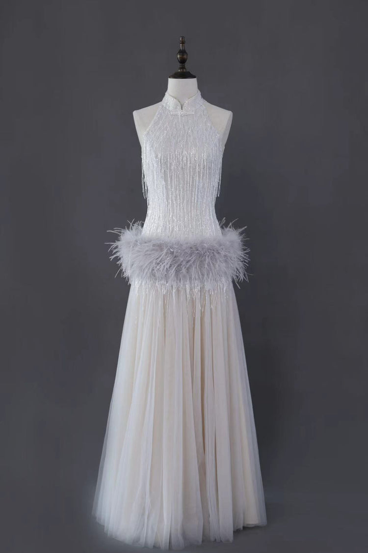 Pearl Fringe Halterneck Cheongsam Gown 珍珠流蘇掛頸旗袍晚禮裙