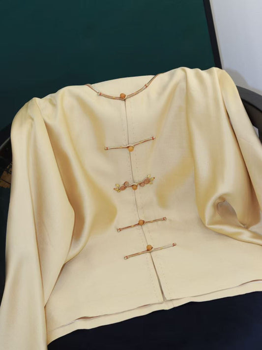 Silk Wool Blend Song Brocade Fringe Coat 絲毛拼接宋錦流蘇外套