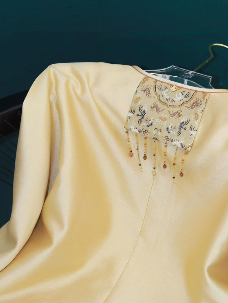 Silk Wool Blend Song Brocade Fringe Coat 絲毛拼接宋錦流蘇外套