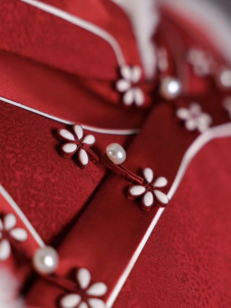 Red Silk Rabbit Fur Vest 紅色正絹兔毛馬甲（孤品）