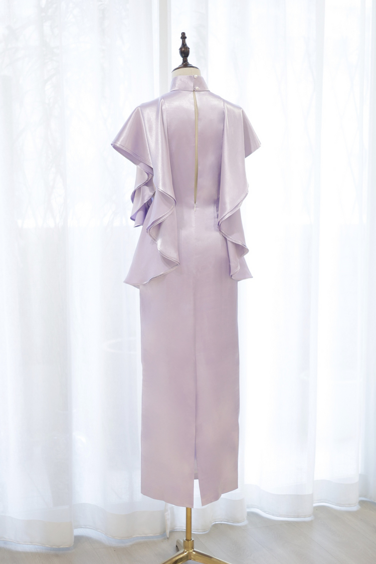 Taro Purple Lotus Sleeve Minimal Qipao 香芋紫荷葉袖簡約旗袍