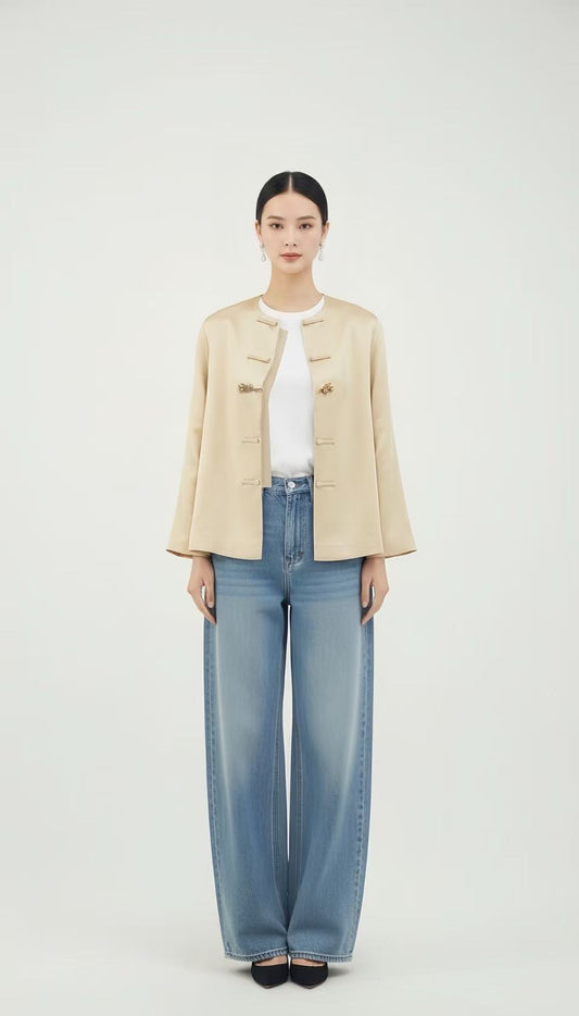 Silk Wool Blend Song Brocade Fringe Coat 絲毛拼接宋錦流蘇外套