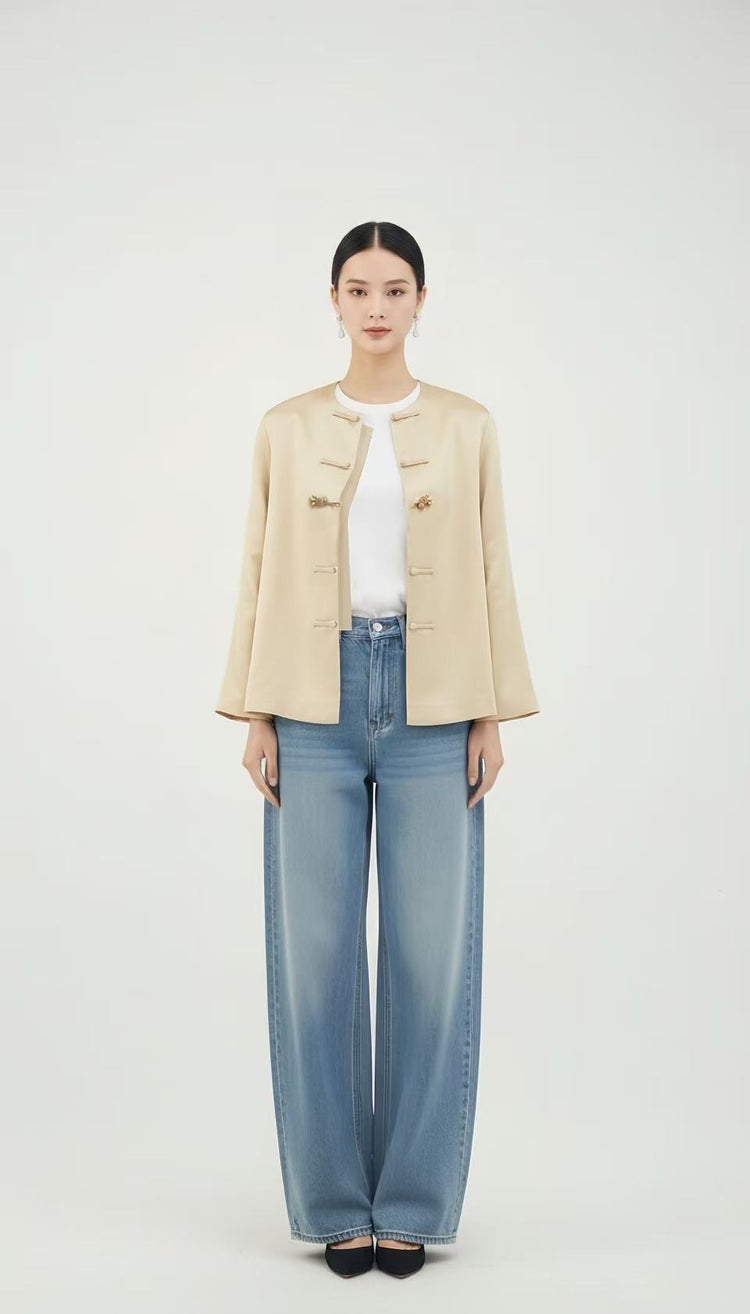 Silk Wool Blend Song Brocade Fringe Coat 絲毛拼接宋錦流蘇外套