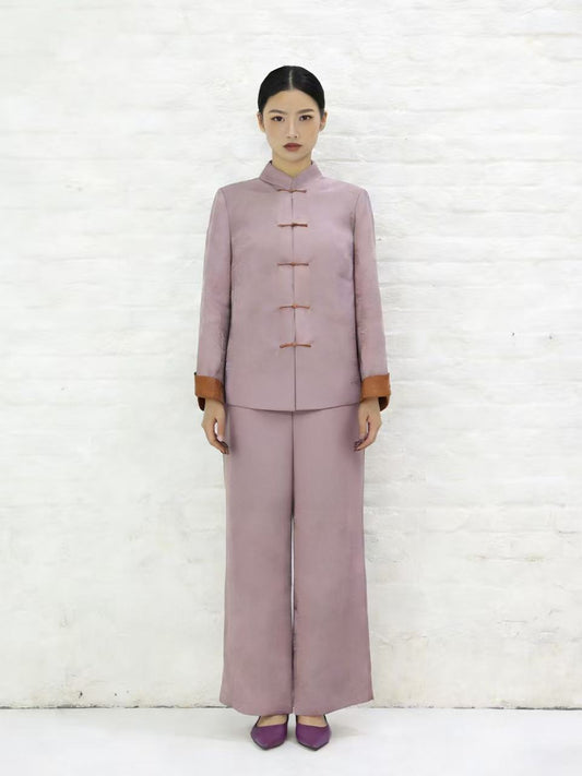 Xiangyunsha Purple Lightweight Chinese Style Suit 香雲紗香芋紫新中式套裝