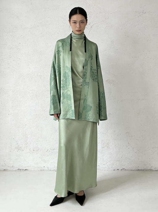 Jade Mist Green Xiangyunsha Coat 玉隐烟罗绿色香云纱外套