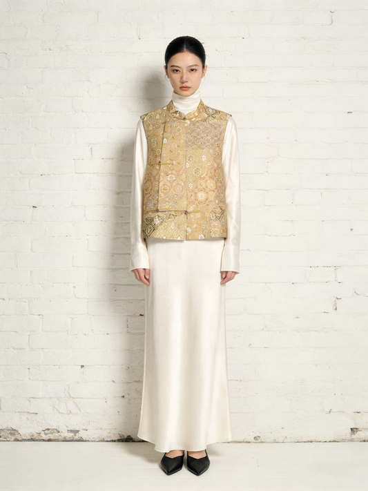 Iridescent Mist Nishijin Brocade Vest 金色緙絲團花馬甲 (Exclusive Piece 孤品)