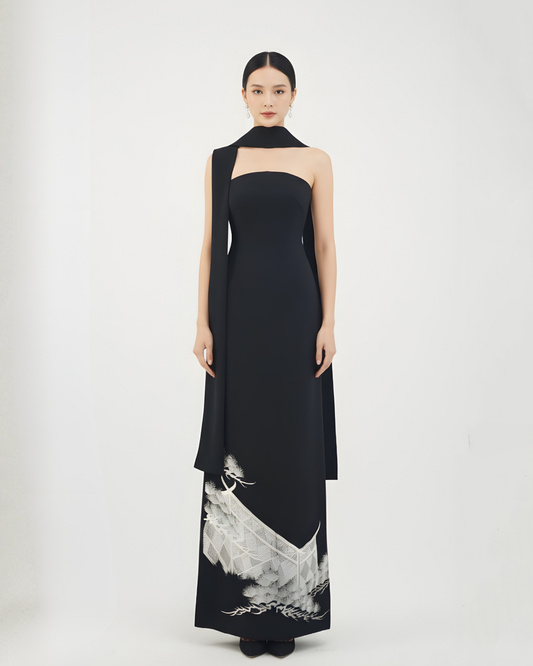Silver Pines Pure Silk Gown (Exclusive Piece) 銀針松柏正絹長裙（孤品）