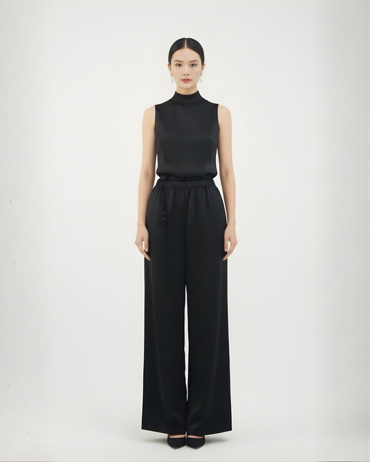 Ink Shadow Cupro Wide-leg Trousers  墨影銅氨絲闊腿褲