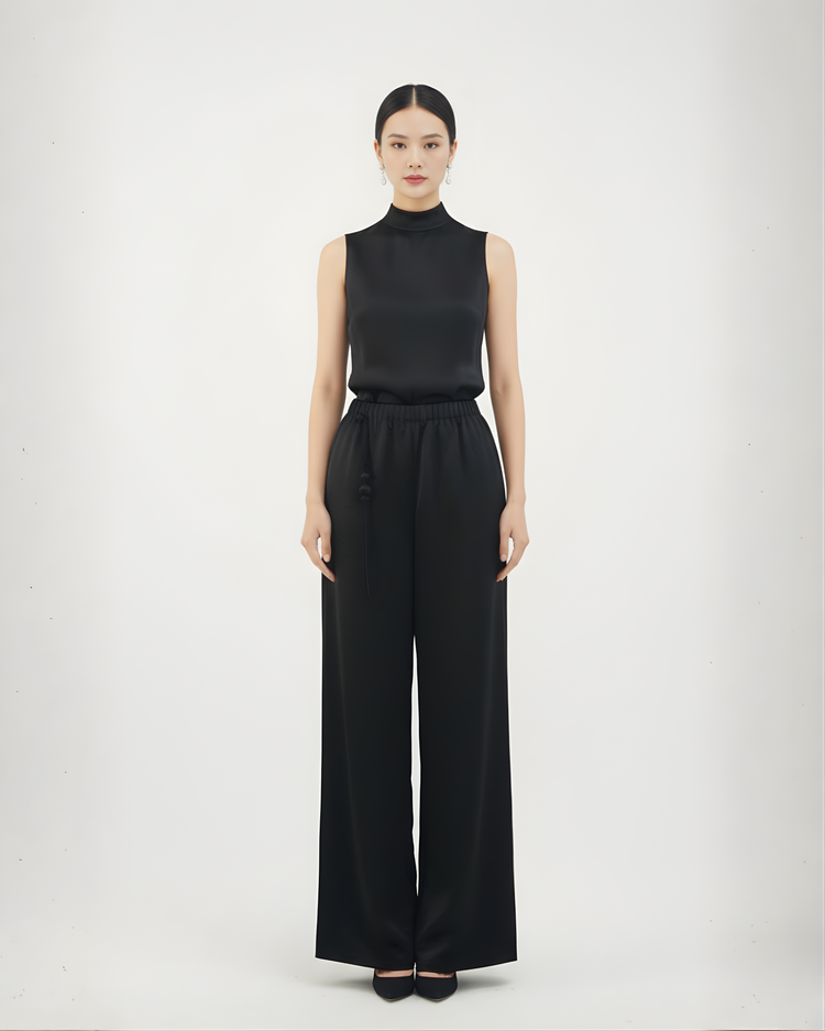Ink Shadow Cupro Wide-leg Trousers  墨影銅氨絲闊腿褲