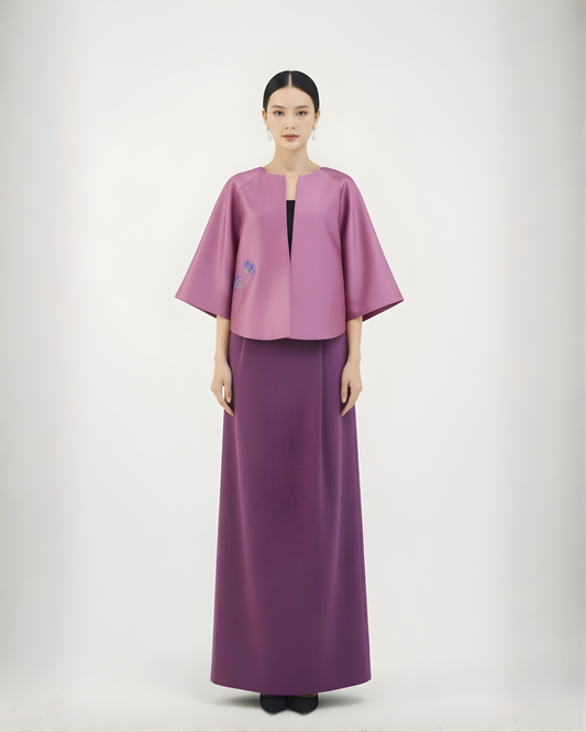 Rose Purple Silk-Wool Jacket with Sequin Embroidery 玫霞紫絲毛刺繡外套