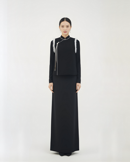 Black Honmono Silk Rabbit Fur Vest 黑色正絹兔毛馬甲