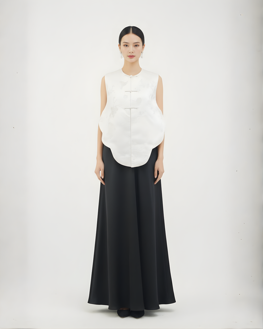 Ivory Bird Brocade Vest (Exclusive Piece)漳絨白鳥馬甲（孤品）