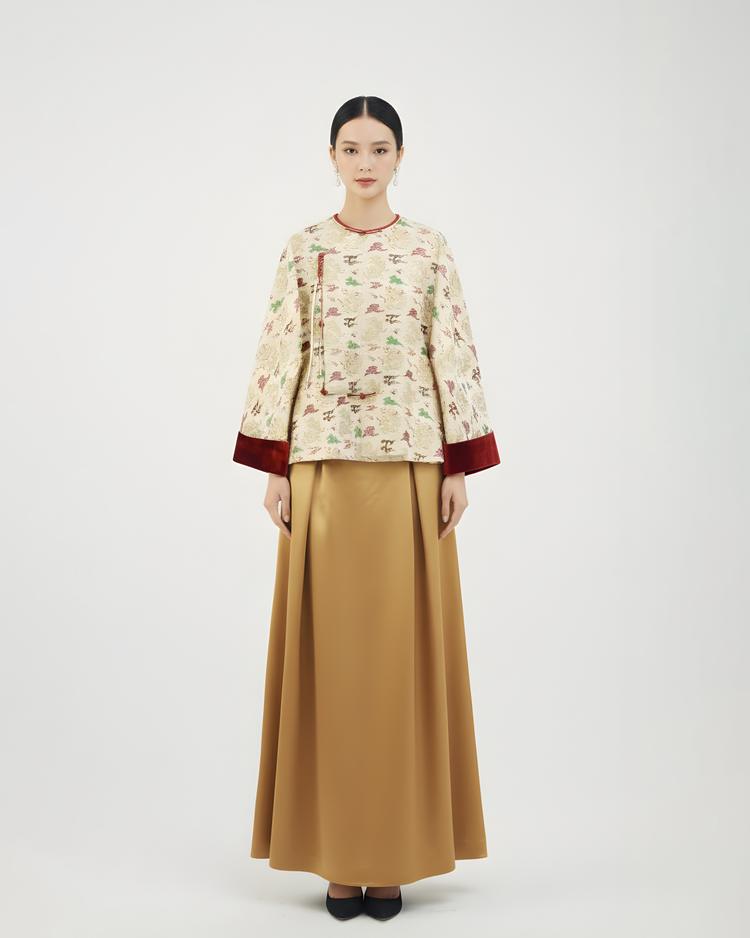 Scarlet Cloud & Auspicious Dragon Song Brocade Jacket 赤雲祥龍宋錦外套