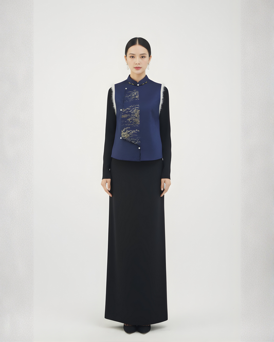 Navy Blue Silk Rabbit Fur Vest (limited version) 深藍正絹兔毛馬甲（限量）