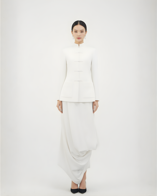 Ivory Silk Two-Piece Set 素影真絲中式套裝