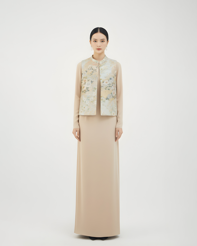 Chrysanthemum Keshi Mother-of-Pearl French Embroidered Vest 菊韻緙絲螺鈿法繡馬甲