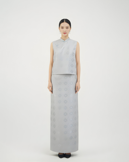 Frosted Peach Blossom · Song Brocade Vest Set 霜露桃花·宋錦馬甲套裝