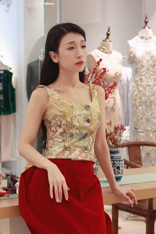 Nishijin Brocade Floral Vest (Exclusive Piece) 西陣織花影背心(孤品)