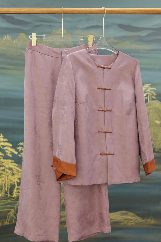 Xiangyunsha Purple Lightweight Chinese Style Suit 香雲紗香芋紫新中式套裝