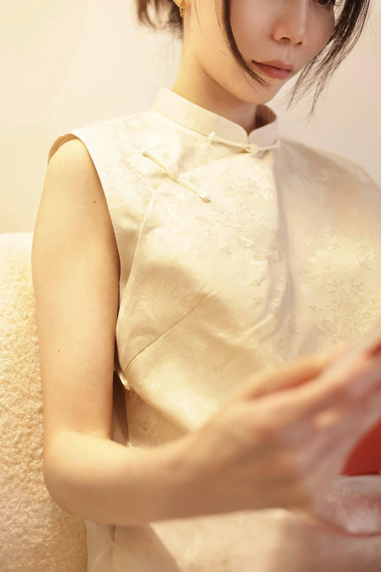 Pearl White Song brocade vest set 珍珠白宋錦馬甲套裝
