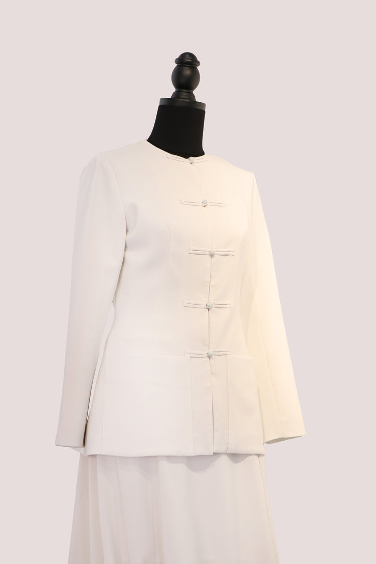 Ivory Silk Two-Piece Set 素影真絲中式套裝