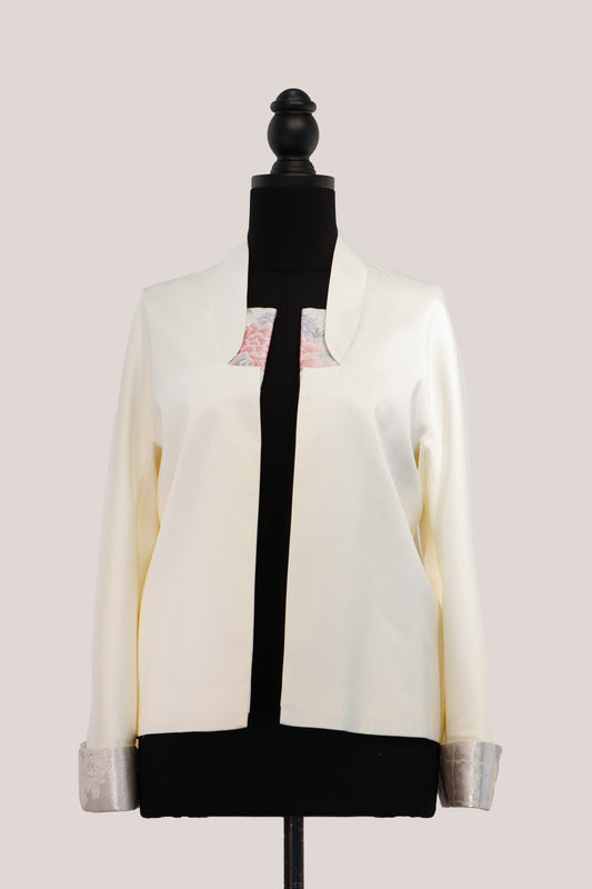 Ivory Jacket with Nishijin Weave Panels 米白西陣織拼接外套