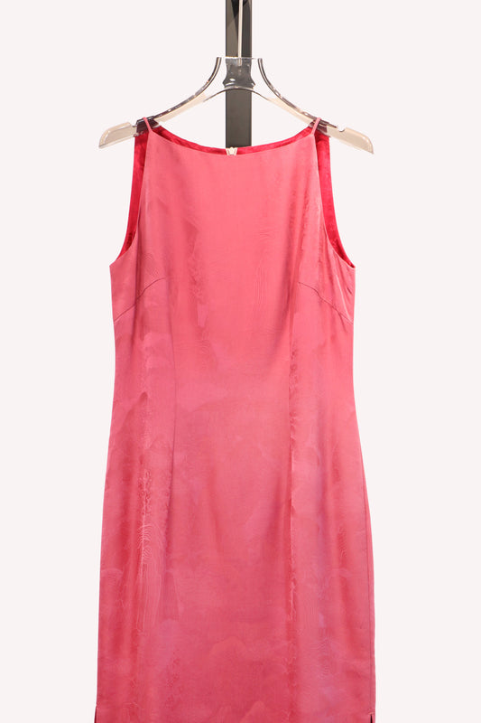 Peony Mist – Pink Silk Jacquard Dress 牡丹煙霞・粉紅真絲提花連衣裙