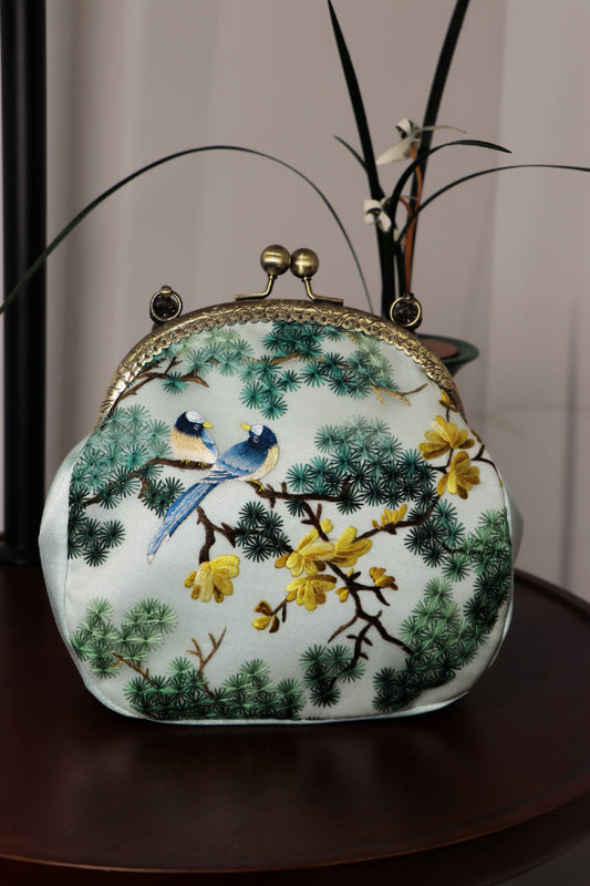 Verdant Birdsong Silk Purse 青林鳥語手提包