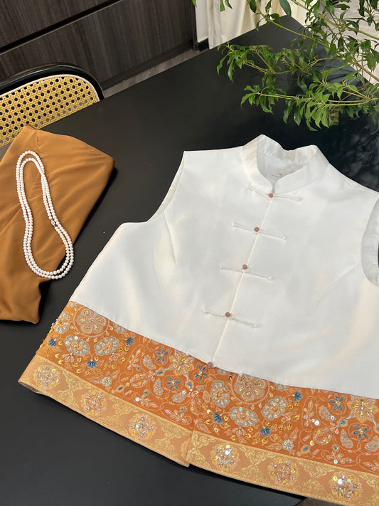 "Huameng" Nishijin Brocade Panel Vest  (Exclusive Piece) 華夢西陣織拼接馬甲（孤品）
