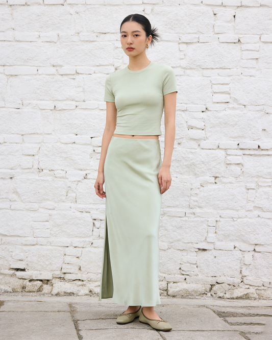 Silk Midi Skirt 純色真絲半身裙