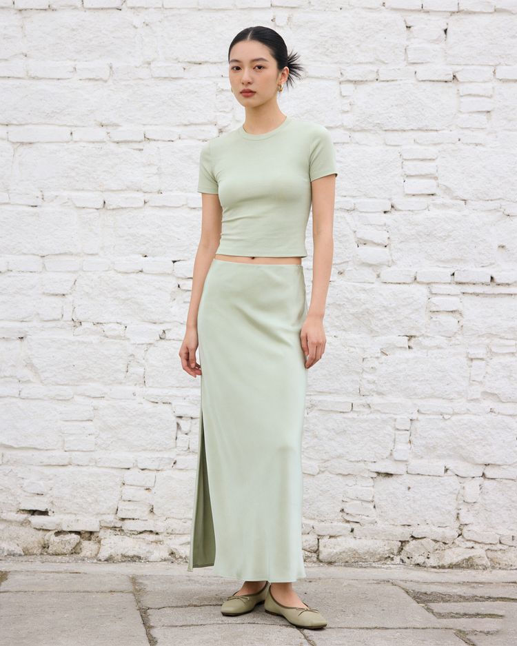 Silk Midi Skirt 純色真絲半身裙