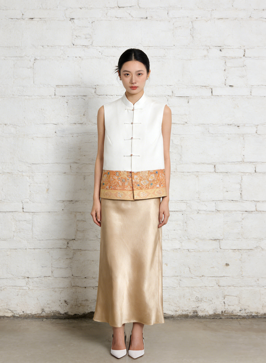 "Huameng" Nishijin Brocade Panel Vest  (Exclusive Piece) 華夢西陣織拼接馬甲（孤品）