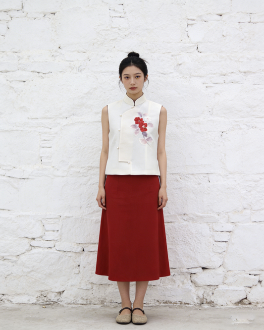 Crimson Bloom Kesi Vest (Exclusive Piece) 赤霞綻蕊緙絲馬甲（孤品）