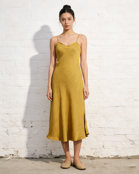 "Golden Mist" Xiangyun Silk Slip Dress 金霧香雲紗吊帶裙