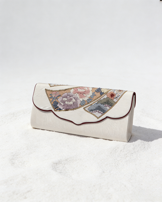 Ivory Mosaic Brocade Clutch 米光浮影手包