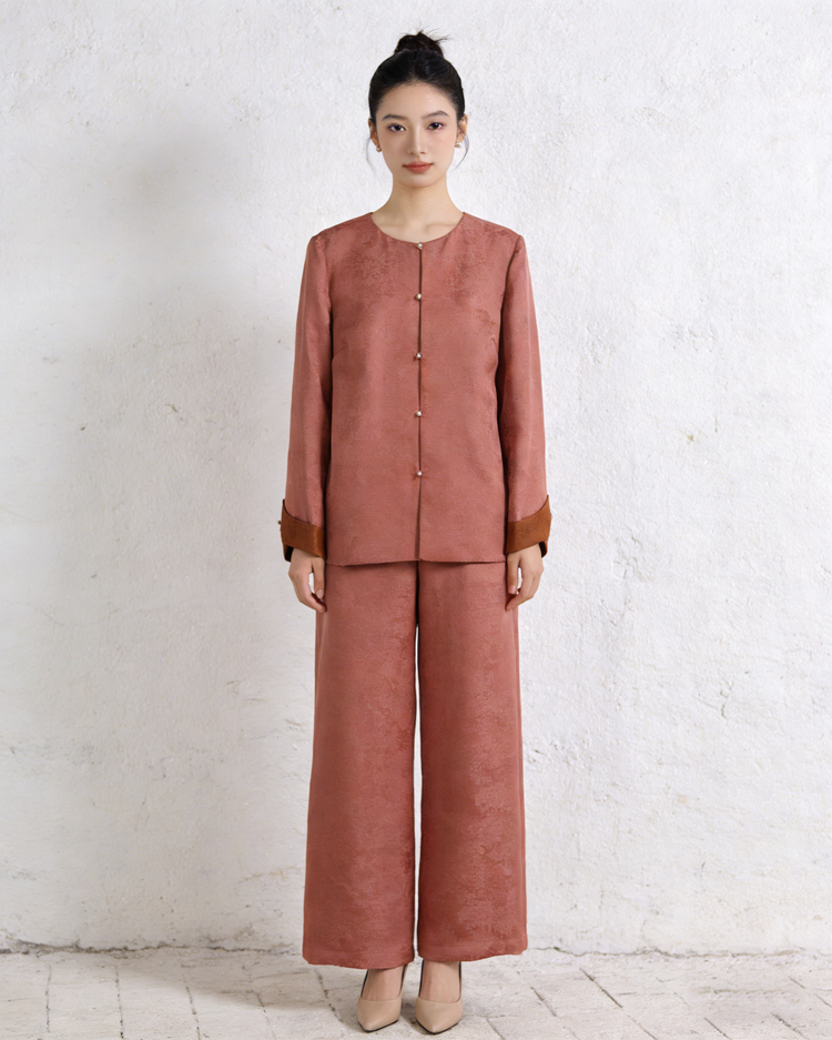 Xiangyunsha Red Lightweight Chinese Style Suit 香雲紗柿子紅新中式套裝