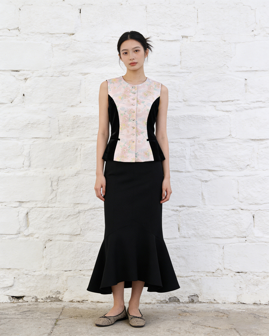 Auspicious Qilin Song Brocade & Velvet Vest 祥麟宋錦絲絨馬甲