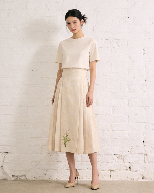 Brocade Pink Jacquard French Embroidered Mamian Skirt 織錦緞粉色提花法式刺繡馬面裙