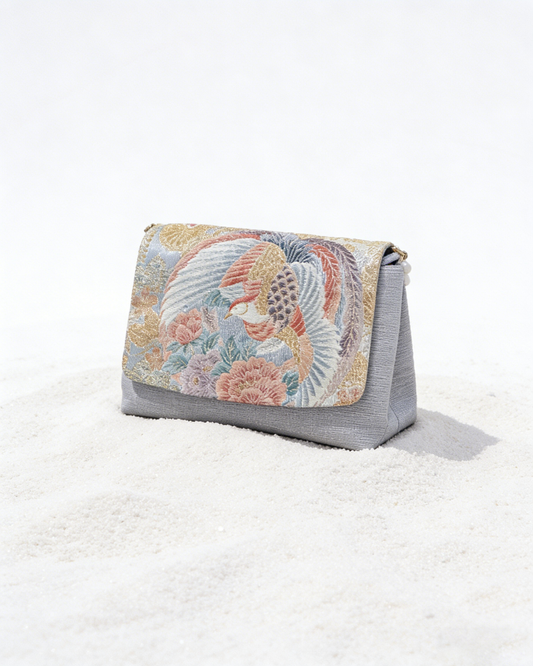 Azure Crane Brocade Clutch 青鶴錦羽手包