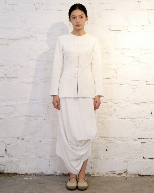 Ivory Silk Two-Piece Set 素影真絲中式套裝