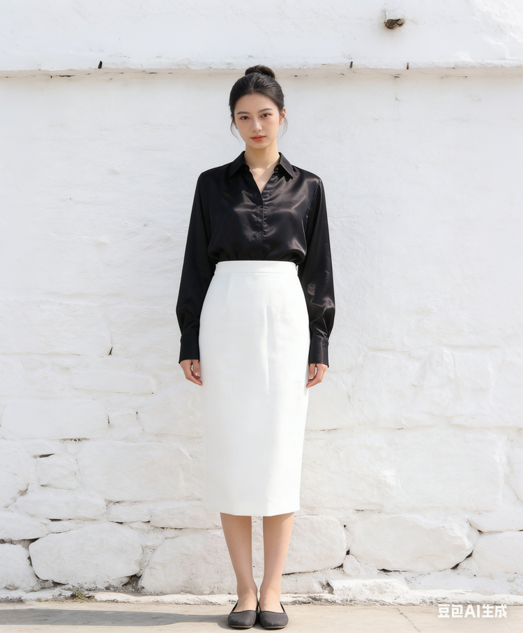 Pearl White Silk Satin Pencil Skirt 珍珠白真絲緞鉛筆半身裙