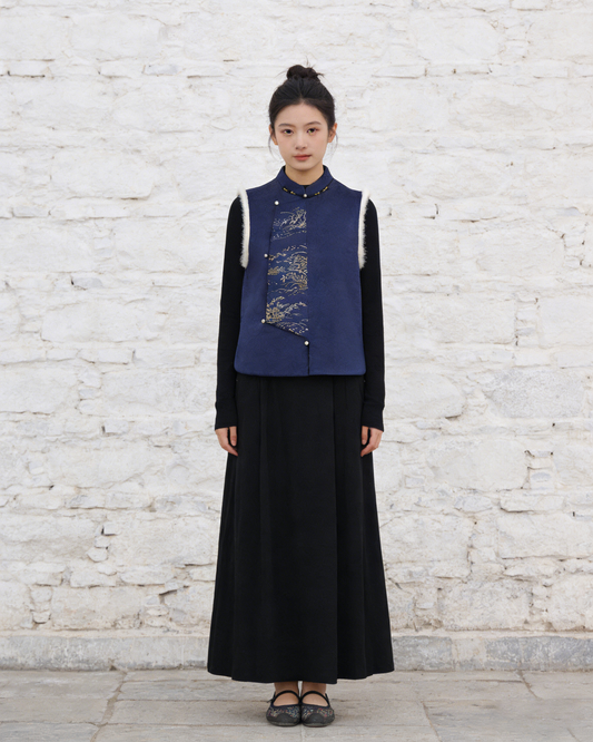 Navy Blue Silk Rabbit Fur Vest (limited version) 深藍正絹兔毛馬甲（限量）