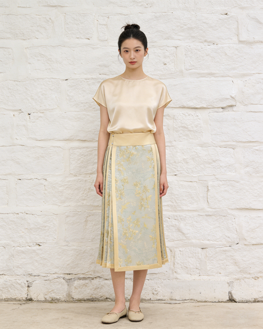 Gold & Blue Silk Brocade Mamian Skirt 金藍真絲提花馬面裙
