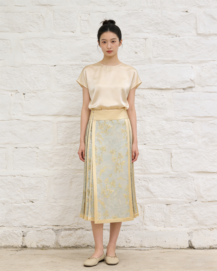 Gold & Blue Silk Brocade Mamian Skirt 金藍真絲提花馬面裙