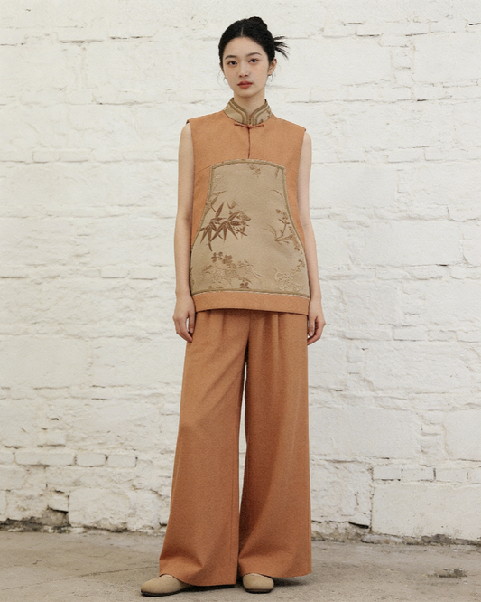 Orange Silk-Blend Zhang Velvet Vest 秋菊色絲毛漳絨馬甲