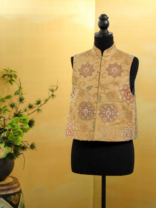Golden Tang Blossom Brocade Vest  (Exclusive Piece) 鎏金唐花宴西陣織馬甲(孤品)